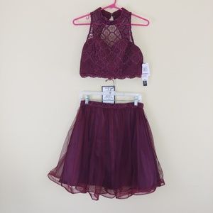 Sequin Hearts 2-Piece Burgundy